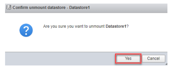 prompt to unmount datastore