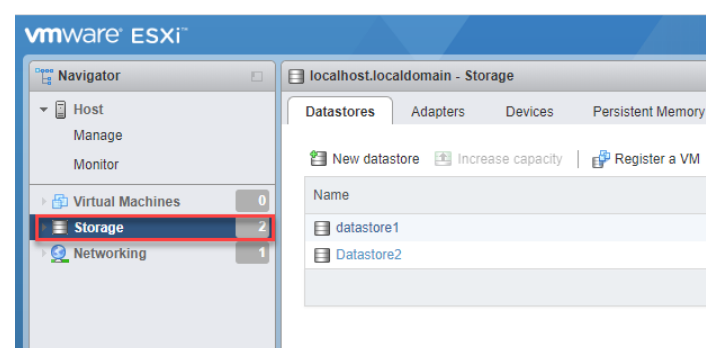 esxi server storage