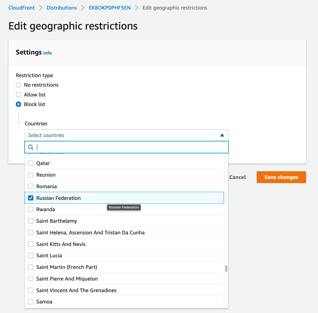 Cloudfront Geolocation Filtering